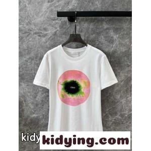 クロエ Tシャツ コピー 24SS 春夏 プリント 半袖Tシャツ クルーネックkid26DeqKny