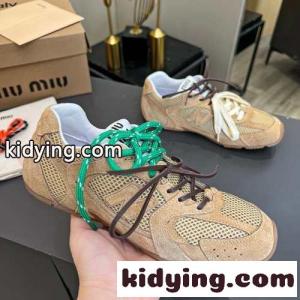 ミュウミュウ コピーブランド スニーカー コピー New Balance x miu miu コピーブランド xxx スエードxメッシュ スニーカー カーキkid26fuuKvm
