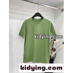 ロエベ ブランド コピー Tシャツ コピー 人気 カジュアル 刺繍入り 半袖Tシャツ グリーンkid26TDieCC