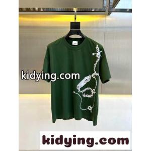 カジュアル プリント コットンＴシャツ バーバリー コピー 半袖Tシャツ コピー グリーンkid26rOLDOv