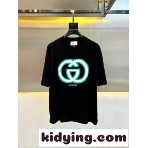 シンプル 快適 コットン 半袖Tシャツ グッチ コピーブランド Tシャツ コピー ブラックkid260X5D8j