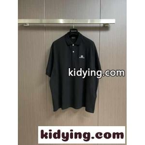 オーバーサイズ コットンピケ 半袖ポロシャツ バレンシアガ ブランド コピー Tシャツ コピー ブラックkid26XTnimq