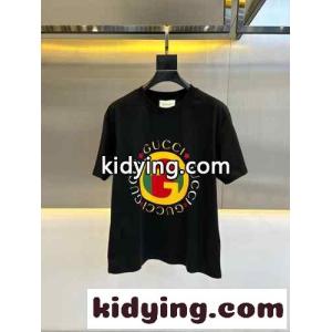 カジュアル ロゴプリント グッチ コピーブランド Tシャツ コピー コットン 半袖Tシャツ ブラックkid26fueyyi