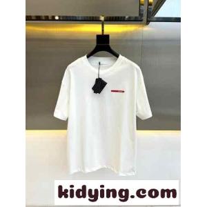 定番 クルーネック コットン 半袖Tシャツ プラダ スーパーコピー Tシャツ コピー ホワイトkid26C0fOju