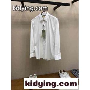 シンプル ダブルG コットン トップス グッチ コピー シャツ コピー ホワイトkid26j05DOn