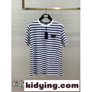 プラダ スーパーコピー Tシャツ コピー 定番 カジュアル ストライプ 半袖Tシャツkid26WrWDGD