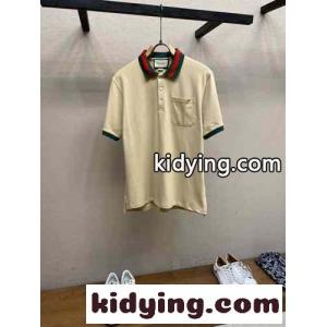 ウェブ ストライプ カラー（襟）付き半袖 ポロシャツ グッチ スーパーコピー Tシャツ コピー カーキkid26aK5HLb