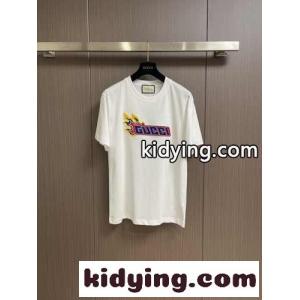 シルケット コットン ロゴ入り 半袖Tシャツ グッチ コピー Tシャツ コピー ホワイトkid26WXLvCm