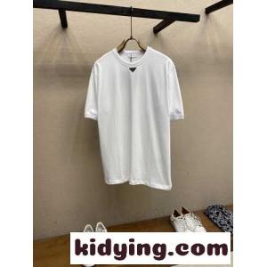 ベーシック 人気 ロゴ クルーネック プラダ スーパーコピー Tシャツ コピー 半袖Tシャツ ホワイトkid26niGDeu