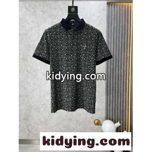 目を引く 総柄プリント 半袖 ポロシャツ エルメス コピー Tシャツ コピー ブラックkid26q0TbWb