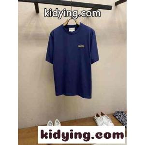 シンプル カジュアル コットン 半袖Tシャツ グッチ コピー Tシャツ コピー ブルーkid260jmqai