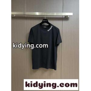 シンプル ロゴ入り クルーネック 半袖Tシャツ バルマン ブランド コピー Tシャツ コピー ブラックkid26ODSHfq