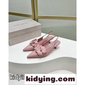 フラワー付き ナッパレザー・スリングバックパンプス ジミーチュウ コピー パンプス コピー ピンクkid26zui01n