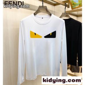 柔らかなフェンディ ブランド コピーーモンスターカットソー トップス メンズ fendi ブランド コピー 長袖Tシャツコピー丸首 2色可選kid26aKn8fC