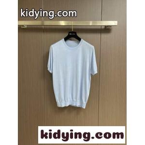 シンプル 快適 ニット 半袖Tシャツ エルメネジルド・ゼニア ニット コピー ライトブルーkid26eyaSjC