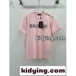 バルマン スーパーコピー Tシャツ コピー ラインストーン ロゴ 半袖Tシャツ ピンクkid26Gbqmau