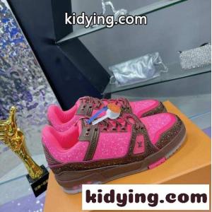 超華やかに煌めく☆人気 ルイ・ヴィトン スニーカー スーパーコピー LV トレイナー ライン スニーカー ピンクkid26qWze8b