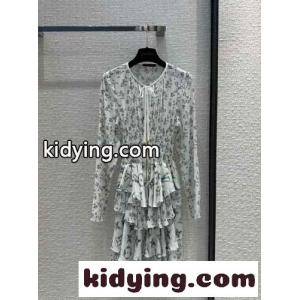 フローラルプリントロングスリーブティアードドレス ルイ・ヴィトン ワンピース 偽物kid260DymKz