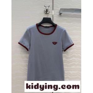 カジュアル 配色 半袖Tシャツ クルーネック プラダ コピーブランド Tシャツ 偽物kid26Tzu8Tn