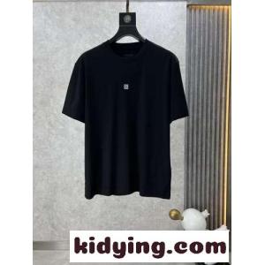 シンプル 4G 刺繍入り ジバンシィ ブランド コピー Tシャツ 偽物 コットン 半袖Tシャツ ブラックkid26qm0j4f