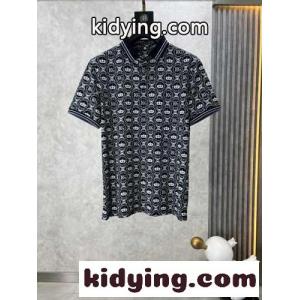 カジュアル 総柄 プリント 半袖ポロシャツ ドルチェ&ガッバーナ ブランド コピー Tシャツ コピー ブラックkid26Gvi4zi
