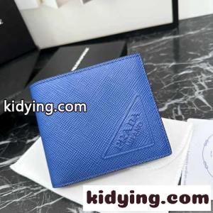 人気 エンボスロゴ 2つ折り財布 プラダ スーパーコピー 財布 コピー ブルーkid2681PjWb