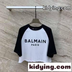 カジュアル ロゴプリント バルマン コピー Tシャツ コピー コットン 半袖Tシャツkid26K1TT5v