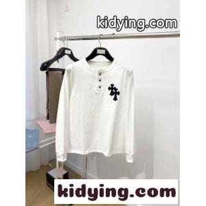 クロムハーツ コピー Tシャツ 偽物 カジュアル クロスパッチ 長袖Tシャツ ホワイトkid269Damaq