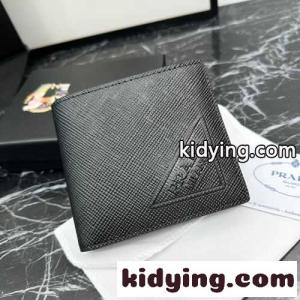 人気 エンボスロゴ 2つ折り財布 プラダ スーパーコピー 財布 コピー ブラックkid26jyy8De