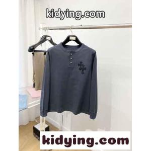 クロムハーツ ブランド コピー Tシャツ 偽物 カジュアル クロスパッチ 長袖Tシャツ グレーkid26S5L5fy