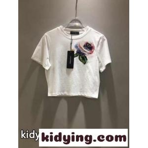 人気 おしゃれ プリント クロップド 半袖Tシャツ ドルチェ&ガッバーナ コピー Tシャツ コピー ホワイトkid260f8Pju