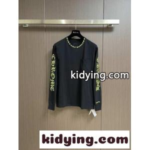 カジュアル プリント 長袖Tシャツ クロムハーツ コピーブランド Tシャツ 偽物 ブラックkid26iK9b8b