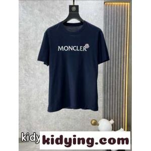 モンクレール コピー Tシャツ コピー 定番 カジュアル ロゴ入り 半袖Tシャツ ネイビーkid26fy41fC