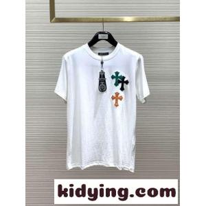 クロスパッチ クルーネック 半袖Tシャツ クロムハーツ コピー Tシャツ コピー ホワイトkid26a4z05b