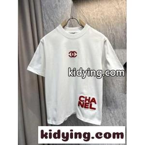 シンプル シャネル コピー Tシャツ 偽物 クルーネック コットン 半袖Tシャツ ホワイトkid26bWPjCe