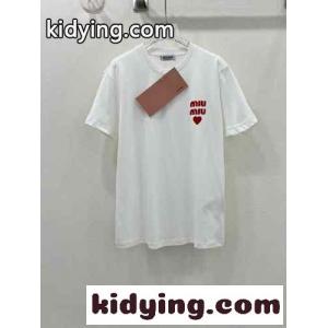 ベーシック ハート ロゴ コットン 半袖Tシャツ ミュウミュウ コピーブランド Tシャツ コピー ホワイトkid260fK5Hv