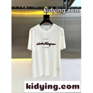 シンプル ロゴ入り 半袖Tシャツ サルヴァトーレ・フェラガモ Tシャツ コピー ホワイトkid26DGfWLf