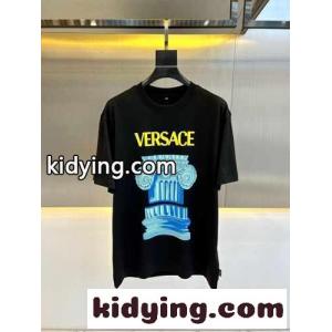 合わせやすい プリント クルーネック ヴェルサーチ ブランド コピーェ Tシャツ 偽物 半袖Tシャツ ブラックkid264XDiyi