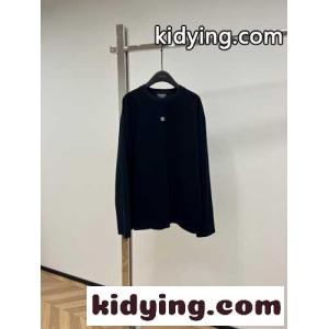 シンプル ロゴ ゆったり 長袖Tシャツ シャネル コピー Tシャツ 偽物 ブラックkid26KPvi0j