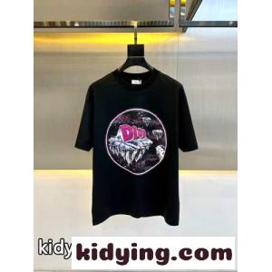 カジュアル プリント クリスチャン・ディオール スーパーコピー Tシャツ コピーブラックkid26zaeiWn