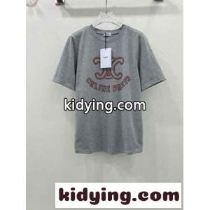 ラインストーン付き ロゴ 半袖Tシャツ セリーヌ スーパーコピー Tシャツ コピー グレーkid2641rmeq