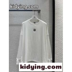 シンプル コットン ロングスリーブ Tシャツ ロエベ コピーブランド Tシャツ コピー ホワイトkid26X1PvCu