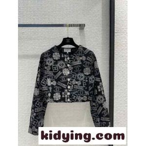 カジュアル ロゴ ノーカラー デニムジャケット シャネル コピーブランド ジャケット 偽物 レディースkid26TDm4TD