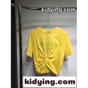 ヴェルサーチ コピーェ ミラノ スタンプ クロップ 半袖Tシャツ ヴェルサーチ コピーェ Tシャツ コピー イエローkid269zumCC
