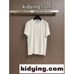 シンプル ロエベ コピー Tシャツ 偽物 アナグラム 刺繍入り 半袖Tシャツ ホワイトkid26CWLPLj