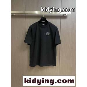 シンプル クルーネック コットン シャネル スーパーコピー Tシャツ 偽物 長袖Tシャツ ブラックkid265XvC4v