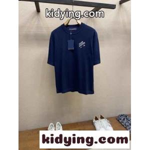 シグネチャーショートスリーブコットンクルーネック ルイ・ヴィトン Tシャツ 偽物 ブルーkid26XrO1fC
