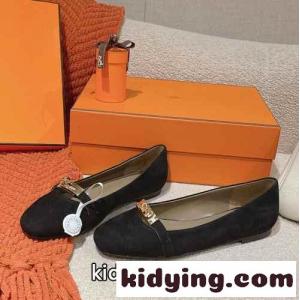 エルメス コピー シューズ コピー シンプル フラットバレエシューズ ブラックkid26jqeOru