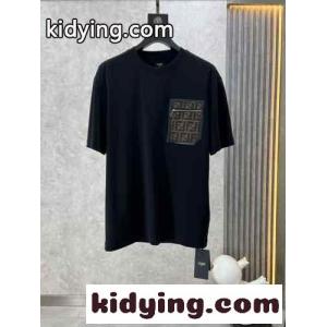 人気 おしゃれ フェンディ コピー Tシャツ コピー クルーネック半袖Tシャツ ブラックkid26yKf8je