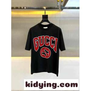 グッチ スーパーコピー Tシャツ コピー 定番 合わせやすい ロゴ 半袖tシャツ ブラックkid26Wj0P9j